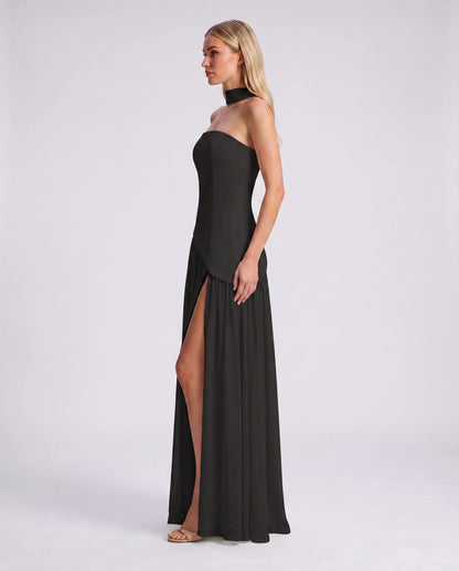 Gardenia Midi Dresses — Black | SKU: RB-e31e1d-black-XS,RB-e31e1d-black-S,RB-e31e1d-black-M,RB-e31e1d-black-L,RB-e31e1d-black-XL