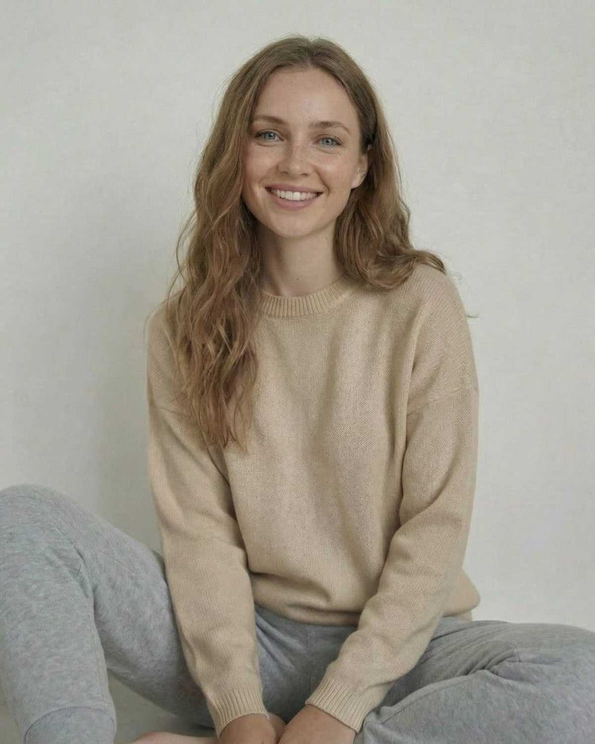 Gena Pullover by RAMBLION in soft beige, featuring a relaxed fit, ideal for casual wear and comfortable style.