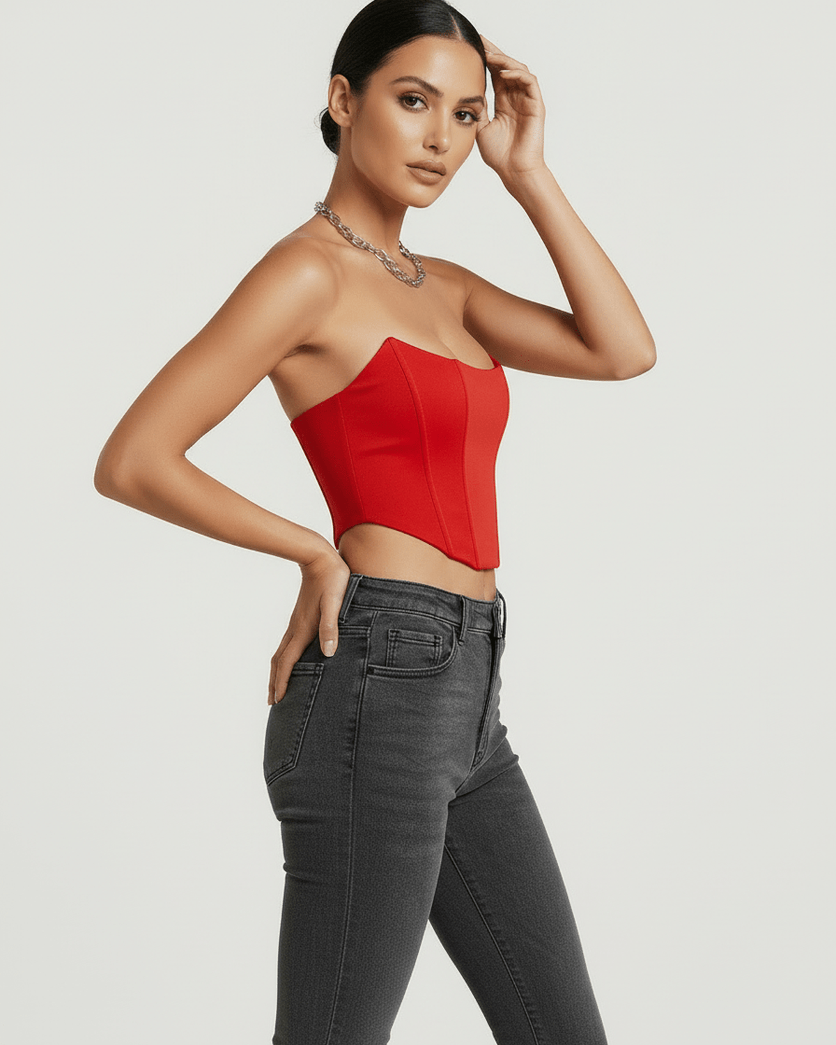 Red Velvet Strapless Set, side view | Ramblion | SKU: SCT-58493-red-L-3427,SCT-58493-red-M-3233,SCT-58493-red-S-6326,SCT-58493-red-XL-6263,SCT-58493-red-XS-3927