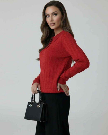 Glen Sweater in vibrant red, featuring long sleeves and a stylish silhouette, perfect for any occasion, by RAMBLION.