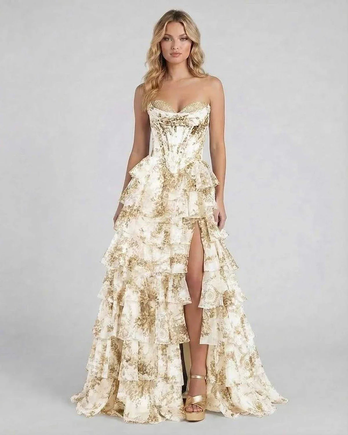 Gold Satin Gown Round Neck Sleeveless Maxi Dress | Gala Nights, Celebrations & Day-to-Night, front view | Ramblion | SKU: AMX-374829165-gold-L-2775,AMX-374829165-gold-M-2856,AMX-374829165-gold-S-7177,AMX-374829165-gold-XL-9118,AMX-374829165-gold-XS-1912