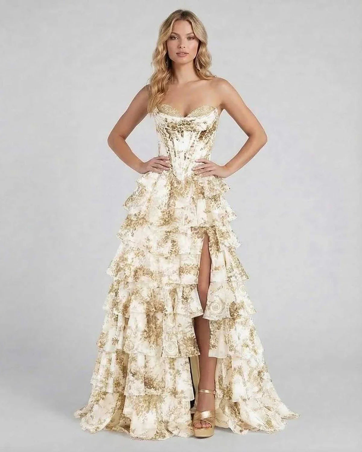Gold Satin Gown Round Neck Sleeveless Maxi Dress | Gala Nights, Celebrations & Day-to-Night, front view | Ramblion | SKU: AMX-374829165-gold-L-2775,AMX-374829165-gold-M-2856,AMX-374829165-gold-S-7177,AMX-374829165-gold-XL-9118,AMX-374829165-gold-XS-1912