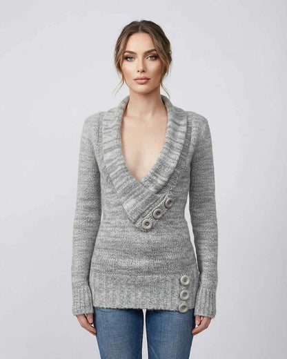 Gray Cotton Sweater, front view | Ramblion | SKU: BS-48273-GRAY-L-6849,BS-48273-GRAY-M-2983,BS-48273-GRAY-S-290,BS-48273-GRAY-XL-6013,BS-48273-GRAY-XS-9635