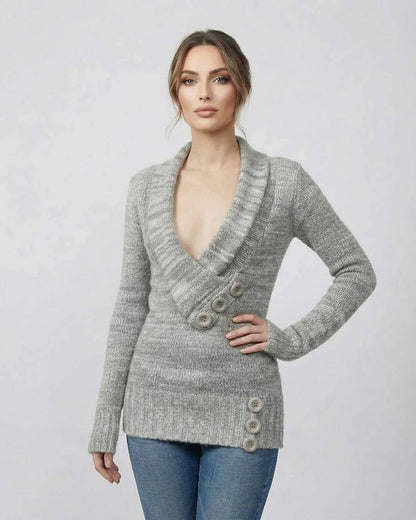 Gray Cotton Sweater, front view | Ramblion | SKU: BS-48273-GRAY-L-6849,BS-48273-GRAY-M-2983,BS-48273-GRAY-S-290,BS-48273-GRAY-XL-6013,BS-48273-GRAY-XS-9635