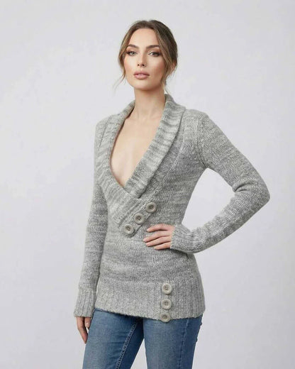 Gray Cotton Sweater, front view | Ramblion | SKU: BS-48273-GRAY-L-6849,BS-48273-GRAY-M-2983,BS-48273-GRAY-S-290,BS-48273-GRAY-XL-6013,BS-48273-GRAY-XS-9635