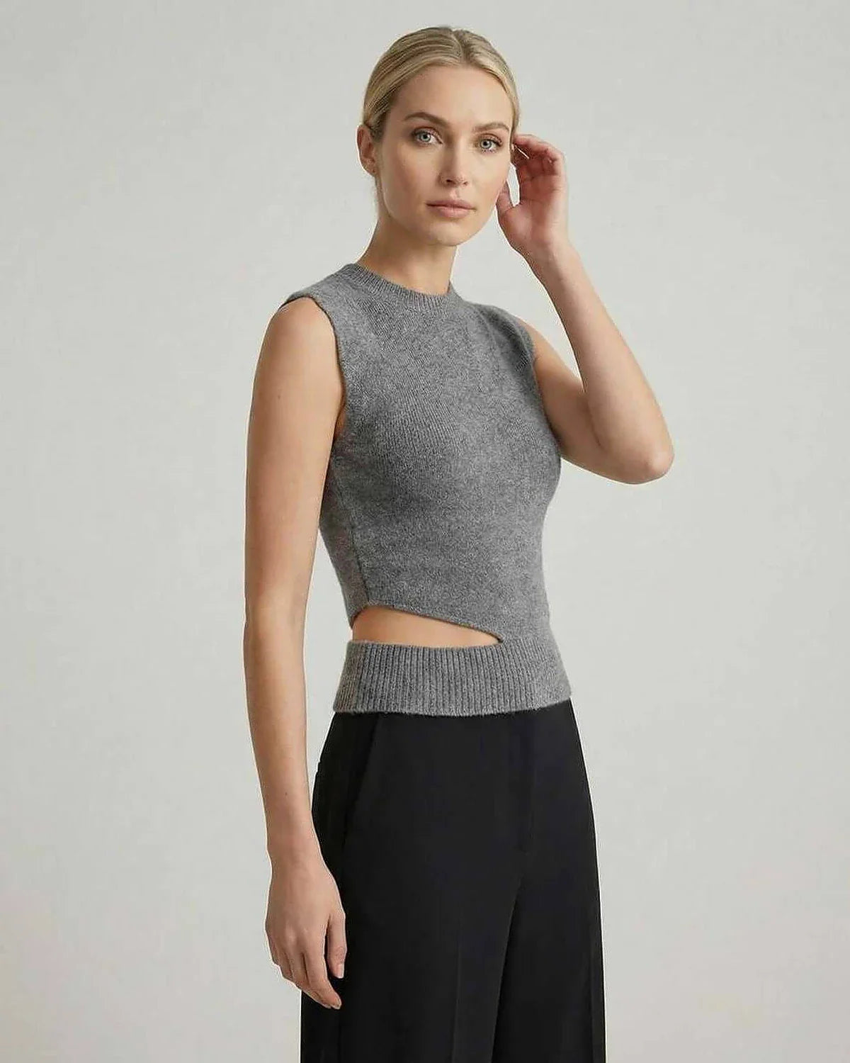 Gray Top, side view | Ramblion | SKU: MT-58392-gray-L-835,MT-58392-gray-M-6691,MT-58392-gray-S-7537,MT-58392-gray-XL-7578,MT-58392-gray-XS-1201