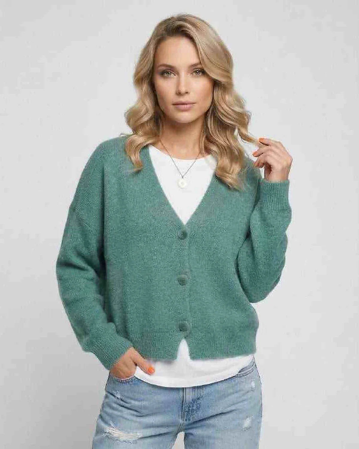 Green Cardigan, front view | Ramblion | SKU: LC-745839201-green-L-5932,LC-745839201-green-M-8401,LC-745839201-green-S-9618,LC-745839201-green-XL-7225,LC-745839201-green-XS-1921