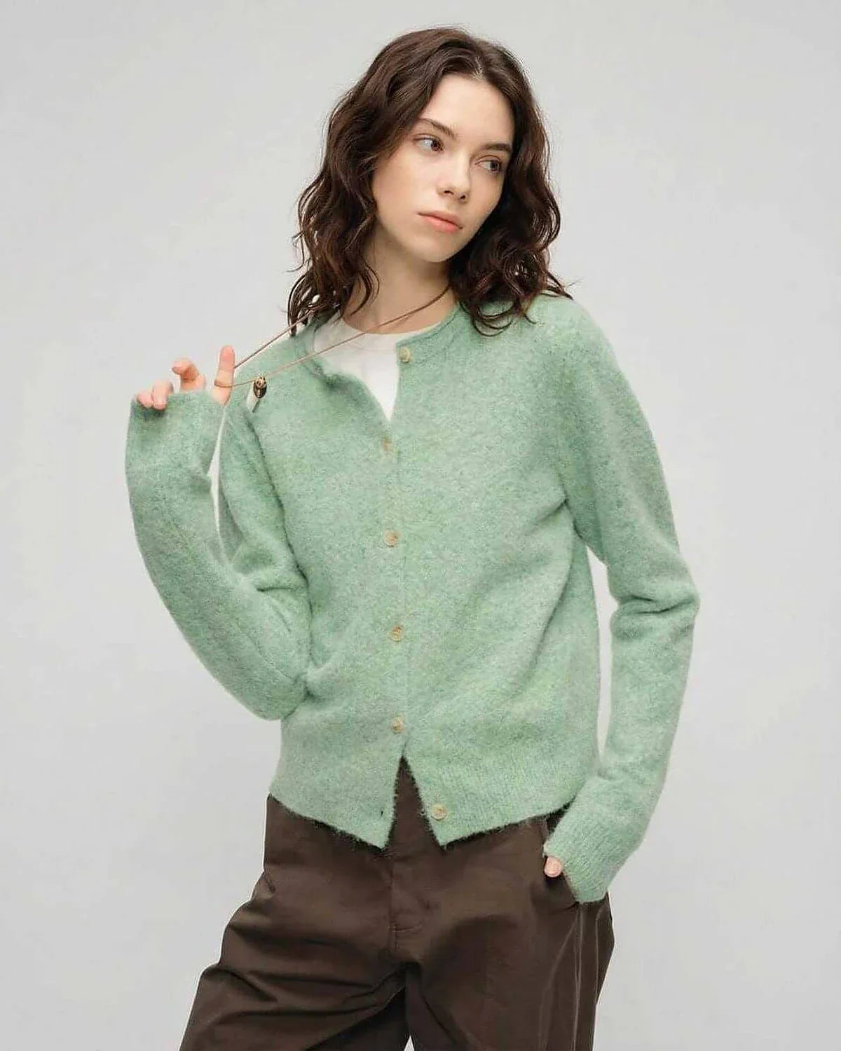 Green Cardigan, front view | Ramblion | SKU: SC-482905173-GREEN-L-9310,SC-482905173-GREEN-M-2821,SC-482905173-GREEN-S-6641,SC-482905173-GREEN-XL-3654,SC-482905173-GREEN-XS-9486