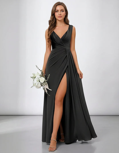 Green,navy,blue,red,fuchsia,purple,beige,pink,black,orange,lilac,white Satin Mermaid V-Neck Spaghetti Strap Maxi Dress | Prom | SKU: SM-784512963407821-BLACK-L,SM-784512963407821-BLACK-M,SM-784512963407821-BLACK-S,SM-784512963407821-BLACK-XL,SM-784512963407821-BLACK-XS