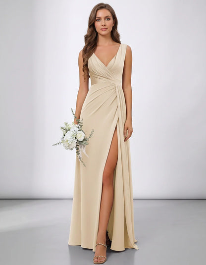 Green,navy,blue,red,fuchsia,purple,beige,pink,black,orange,lilac,white Satin Mermaid V-Neck Spaghetti Strap Maxi Dress | Prom | SKU: SM-784512963407821-BEIGE-L,SM-784512963407821-BEIGE-M,SM-784512963407821-BEIGE-S,SM-784512963407821-BEIGE-XL,SM-784512963407821-BEIGE-XS