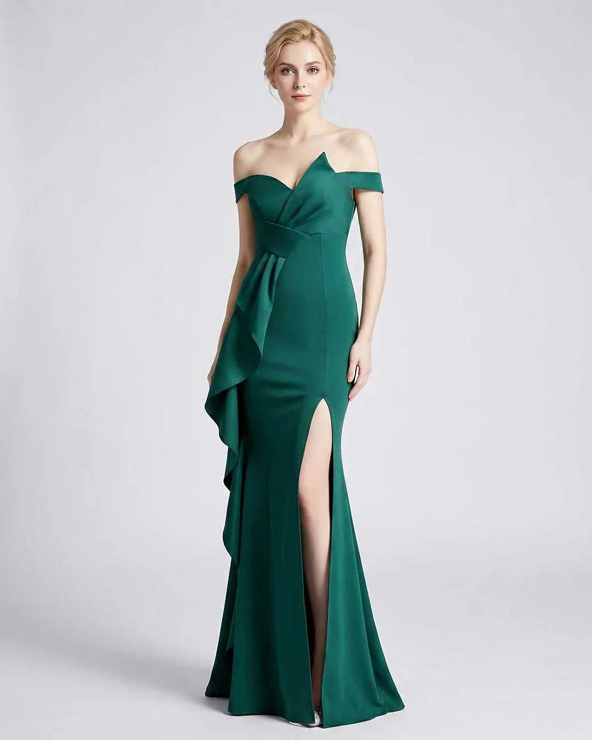 Green,pink,black,white,red,blue,beige,yellow Mermaid Asymmetric Sleeveless Maxi Dress | Black-Tie Events & Evening Parties, f