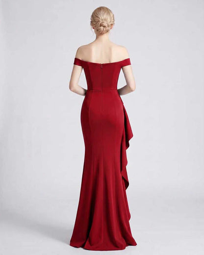 Green,pink,black,white,red,blue,beige,yellow Mermaid Asymmetric Sleeveless Maxi Dress | Black-Tie Events & Evening Parties, b | SKU: RB-93FE12-RED-L,RB-93FE12-RED-M,RB-93FE12-RED-S,RB-93FE12-RED-XL,RB-93FE12-RED-XS