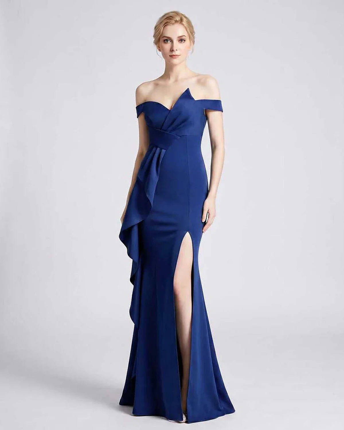 Green,pink,black,white,red,blue,beige,yellow Mermaid Asymmetric Sleeveless Maxi Dress | Black-Tie Events & Evening Parties, f