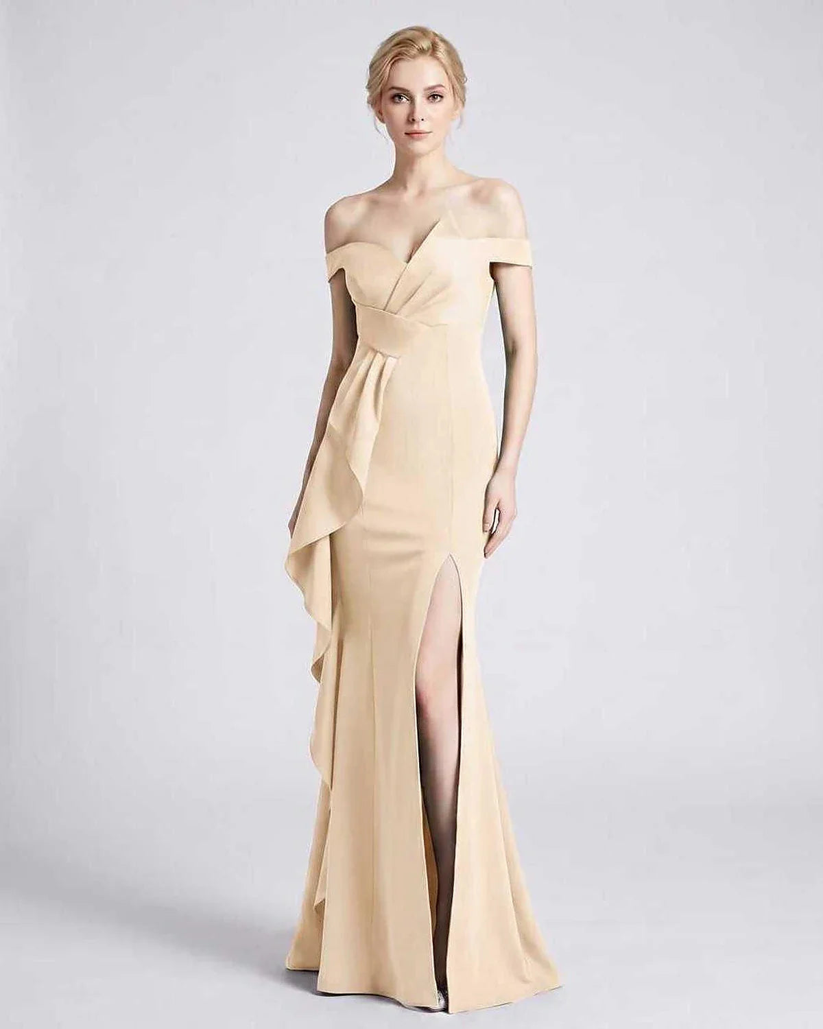 Green,pink,black,white,red,blue,beige,yellow Mermaid Asymmetric Sleeveless Maxi Dress | Black-Tie Events & Evening Parties, f