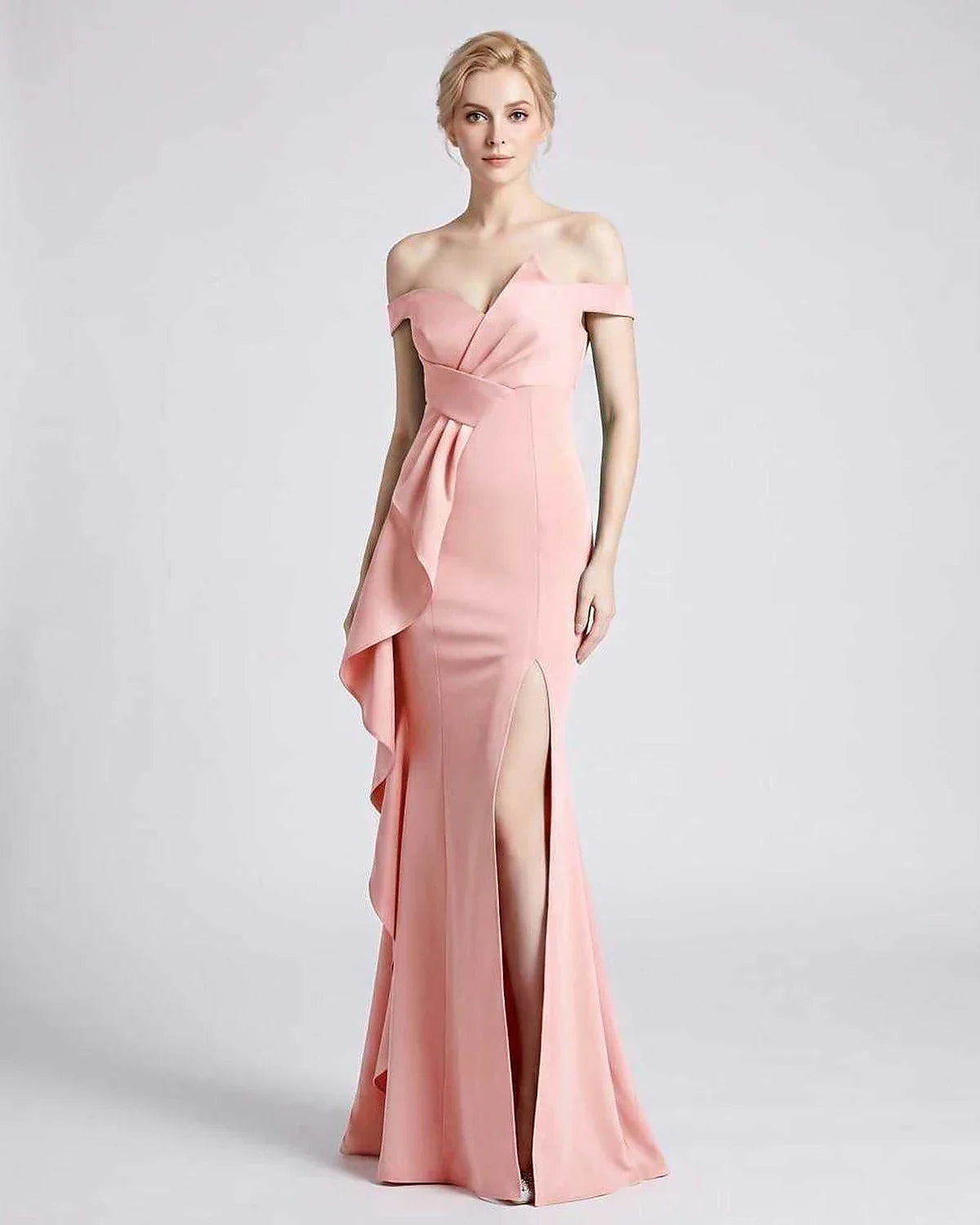 Green,pink,black,white,red,blue,beige,yellow Mermaid Asymmetric Sleeveless Maxi Dress | Black-Tie Events & Evening Parties, f