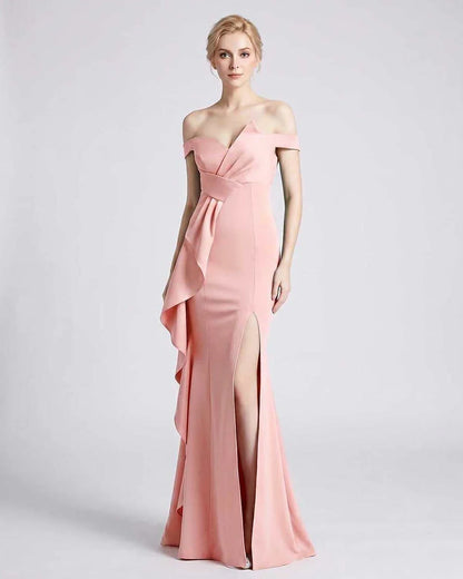 Green,pink,black,white,red,blue,beige,yellow Mermaid Asymmetric Sleeveless Maxi Dress | Black-Tie Events & Evening Parties, f