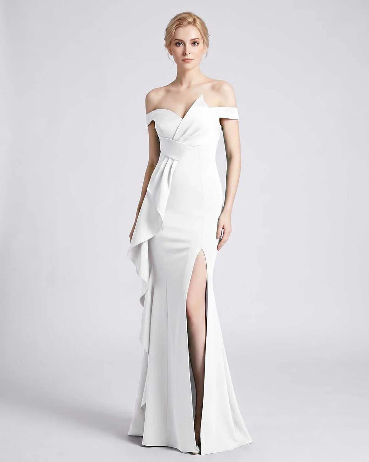 Green,pink,black,white,red,blue,beige,yellow Mermaid Asymmetric Sleeveless Maxi Dress | Black-Tie Events & Evening Parties, f