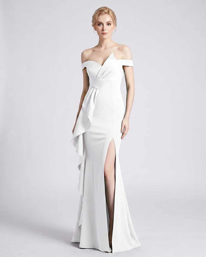 Green,pink,black,white,red,blue,beige,yellow Mermaid Asymmetric Sleeveless Maxi Dress | Black-Tie Events & Evening Parties, f