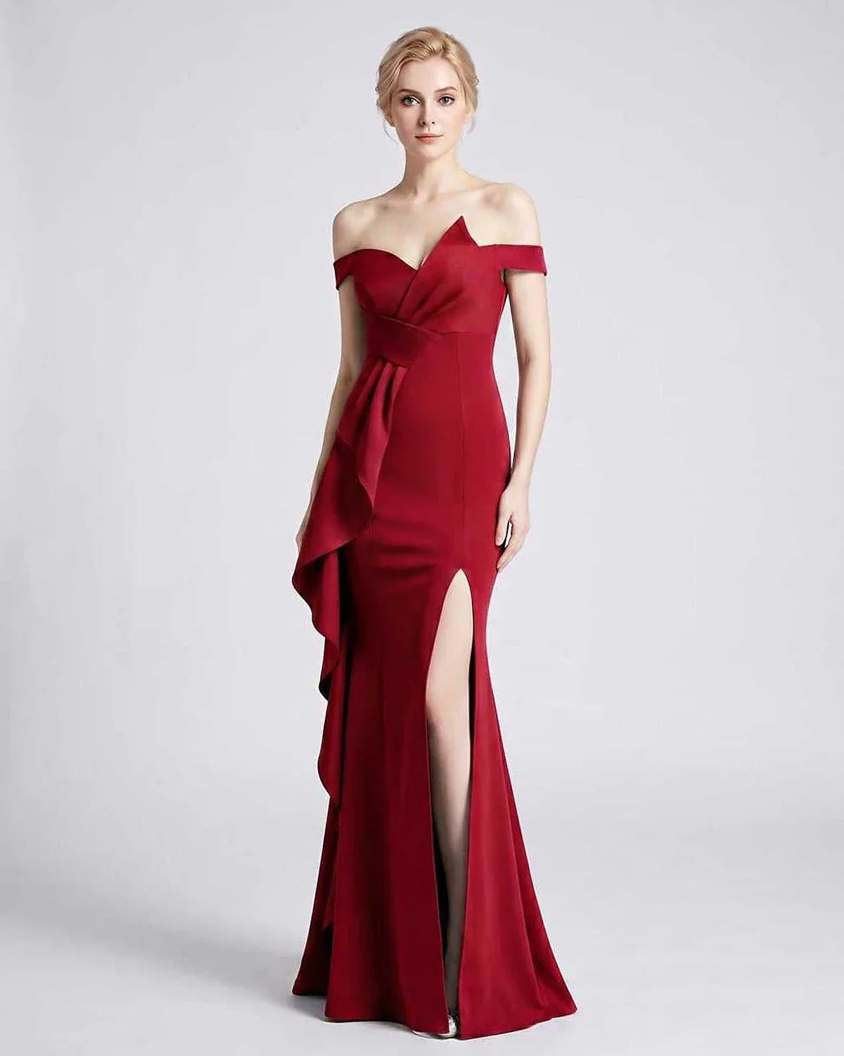 Green,pink,black,white,red,blue,beige,yellow Mermaid Asymmetric Sleeveless Maxi Dress | Black-Tie Events & Evening Parties, f