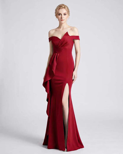 Green,pink,black,white,red,blue,beige,yellow Mermaid Asymmetric Sleeveless Maxi Dress | Black-Tie Events & Evening Parties, f
