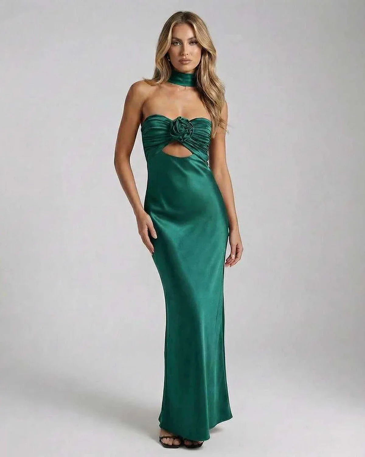 Green Satin Bodycon Strapless Maxi Dress | Formal Occasions, Cocktail Parties & Day-to-Night, front view | Ramblion | SKU: VMD-683725914-green-L-4577,VMD-683725914-green-M-403,VMD-683725914-green-S-3957,VMD-683725914-green-XL-5148,VMD-683725914-green-XS-8063