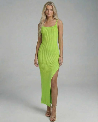 Green Slip Round Neck Sleeveless Midi Dress | Formal Events, Cocktail Hour, Guest of Wedding & Everyday Wear, front view | Ra | SKU: LMD-973845216-lime-L-4263,LMD-973845216-lime-M-8729,LMD-973845216-lime-S-6311,LMD-973845216-lime-XL-3044,LMD-973845216-lime-XS-1876
