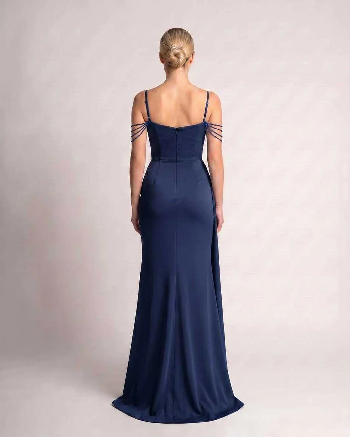 Green,white,blue,pink,black,navy,yellow,beige Mermaid V-Neck Sleeveless Maxi Dress | Formal Occasions & Celebrations, back vi | SKU: RB-CDCED2-NAVY-L,RB-CDCED2-NAVY-M,RB-CDCED2-NAVY-S,RB-CDCED2-NAVY-XL,RB-CDCED2-NAVY-XS
