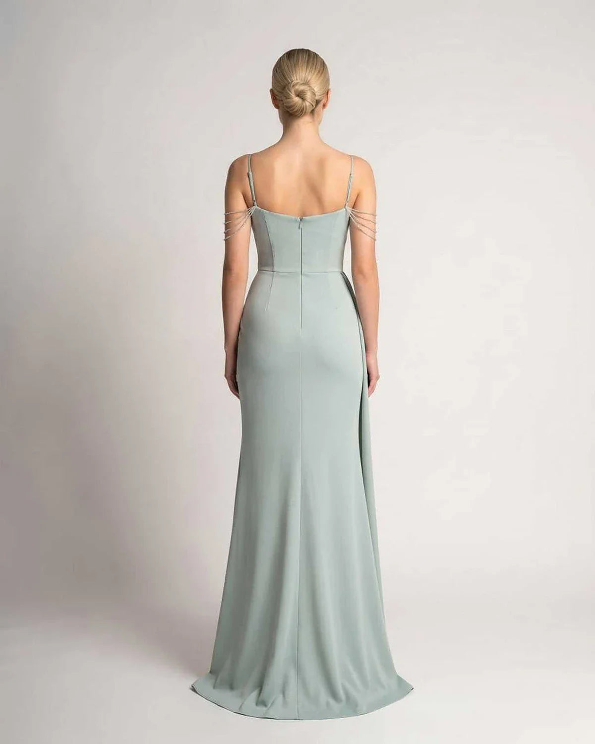 Green,white,blue,pink,black,navy,yellow,beige Mermaid V-Neck Sleeveless Maxi Dress | Formal Occasions & Celebrations, back vi | SKU: RB-CDCED2-GREEN-L,RB-CDCED2-GREEN-M,RB-CDCED2-GREEN-S,RB-CDCED2-GREEN-XL,RB-CDCED2-GREEN-XS