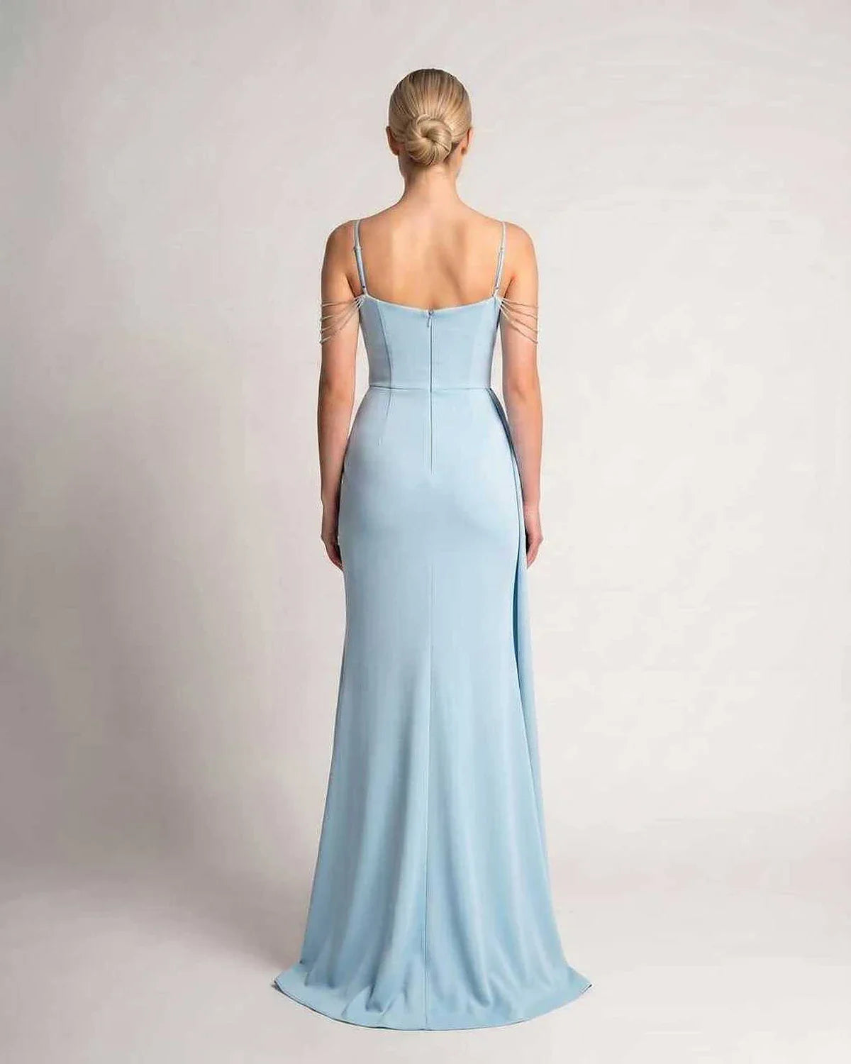 Green,white,blue,pink,black,navy,yellow,beige Mermaid V-Neck Sleeveless Maxi Dress | Formal Occasions & Celebrations, back vi | SKU: RB-CDCED2-BLUE-L,RB-CDCED2-BLUE-M,RB-CDCED2-BLUE-S,RB-CDCED2-BLUE-XL,RB-CDCED2-BLUE-XS
