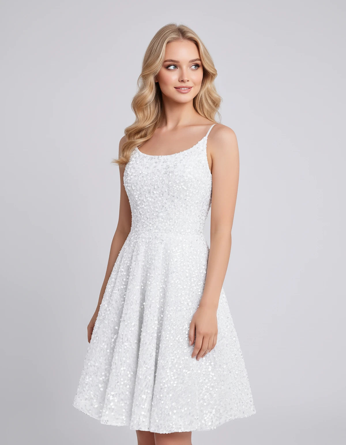 Guinevere Midi Dresses — White | SKU: RB-278823-white-2,RB-278823-white-4,RB-278823-white-6,RB-278823-white-8,RB-278823-white-10,RB-278823-white-12,RB-278823-white-14,RB-278823-white-16,RB-278823-white-16W,RB-278823-white-18W,RB-278823-white-20W,RB-278823-white-22W