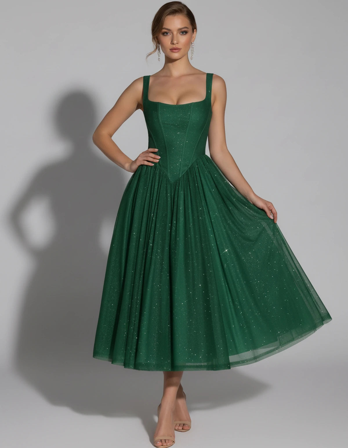 Hadriana Midi Dresses — Emerald | SKU: RB-cffdb1-emerald-2,RB-cffdb1-emerald-4,RB-cffdb1-emerald-6,RB-cffdb1-emerald-8,RB-cffdb1-emerald-10,RB-cffdb1-emerald-12,RB-cffdb1-emerald-14,RB-cffdb1-emerald-16,RB-cffdb1-emerald-16W,RB-cffdb1-emerald-18W,RB-cffdb1-emerald-20W,RB-cffdb1-emerald-22W