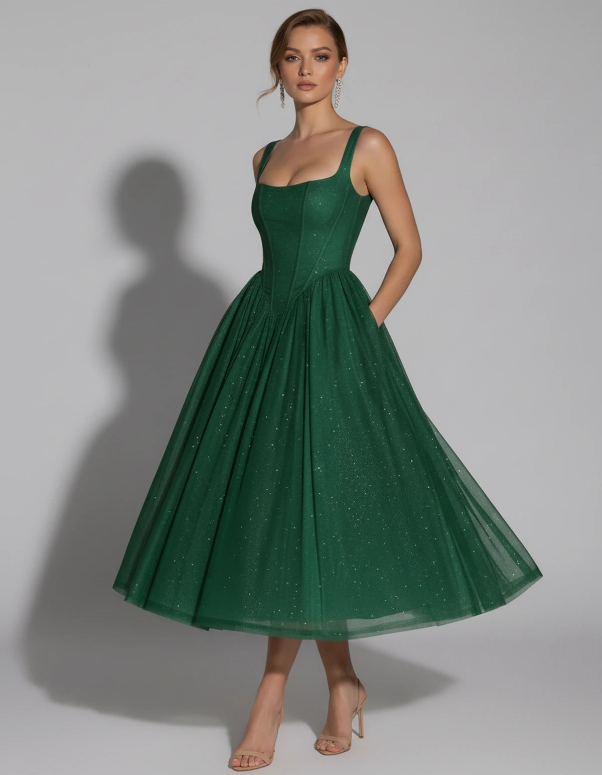 Hadriana Midi Dresses — Emerald | SKU: RB-cffdb1-emerald-2,RB-cffdb1-emerald-4,RB-cffdb1-emerald-6,RB-cffdb1-emerald-8,RB-cffdb1-emerald-10,RB-cffdb1-emerald-12,RB-cffdb1-emerald-14,RB-cffdb1-emerald-16,RB-cffdb1-emerald-16W,RB-cffdb1-emerald-18W,RB-cffdb1-emerald-20W,RB-cffdb1-emerald-22W