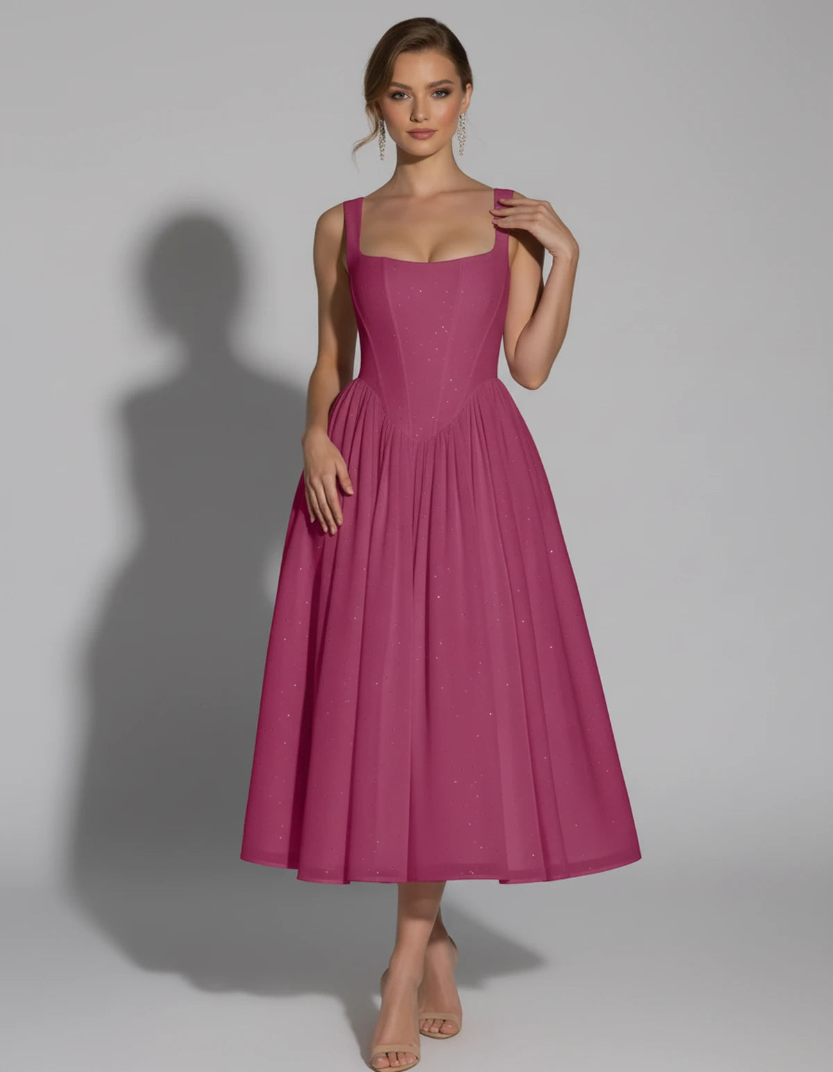 Hadriana Midi Dresses — Hot Pink | SKU: RB-cffdb1-hotpink-2,RB-cffdb1-hotpink-4,RB-cffdb1-hotpink-6,RB-cffdb1-hotpink-8,RB-cffdb1-hotpink-10,RB-cffdb1-hotpink-12,RB-cffdb1-hotpink-14,RB-cffdb1-hotpink-16,RB-cffdb1-hotpink-16W,RB-cffdb1-hotpink-18W,RB-cffdb1-hotpink-20W,RB-cffdb1-hotpink-22W