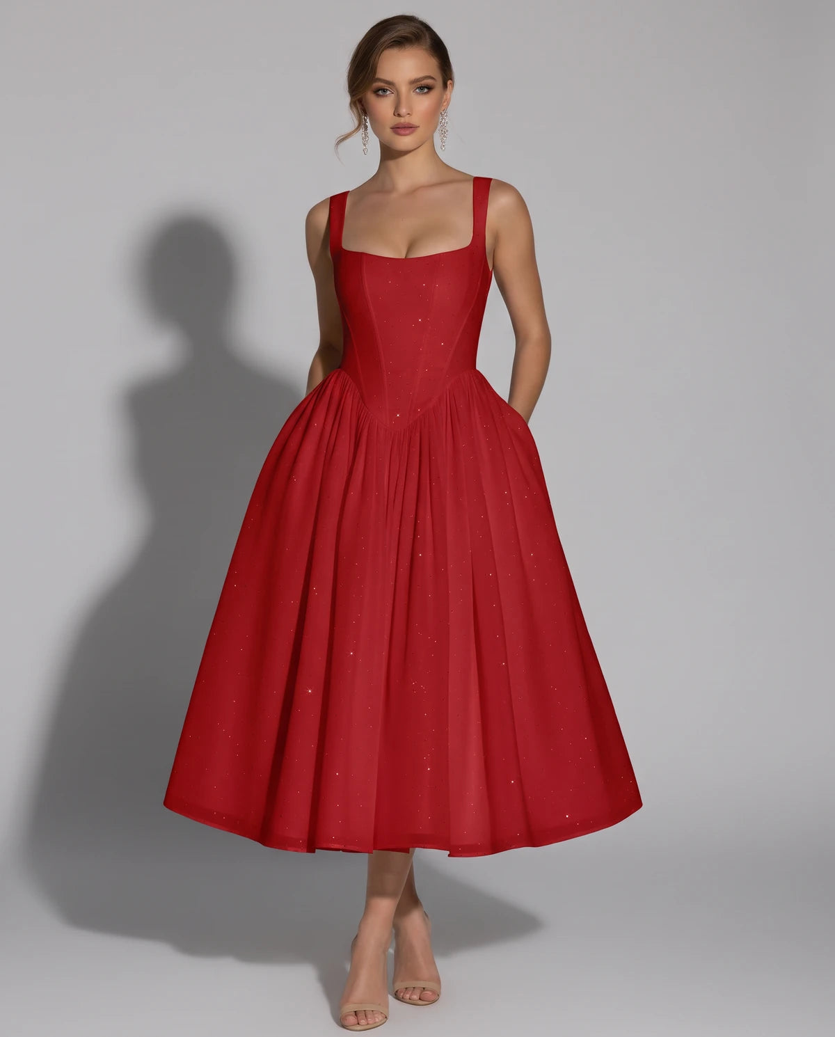 Hadriana Midi Dresses — Red