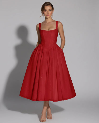 Hadriana Midi Dresses — Red