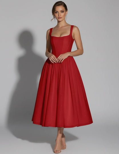 Hadriana Midi Dresses — Red | SKU: RB-cffdb1-red-2,RB-cffdb1-red-4,RB-cffdb1-red-6,RB-cffdb1-red-8,RB-cffdb1-red-10,RB-cffdb1-red-12,RB-cffdb1-red-14,RB-cffdb1-red-16,RB-cffdb1-red-16W,RB-cffdb1-red-18W,RB-cffdb1-red-20W,RB-cffdb1-red-22W