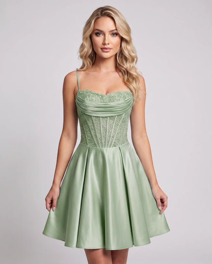 Helvia Mini Dresses — Sage Green