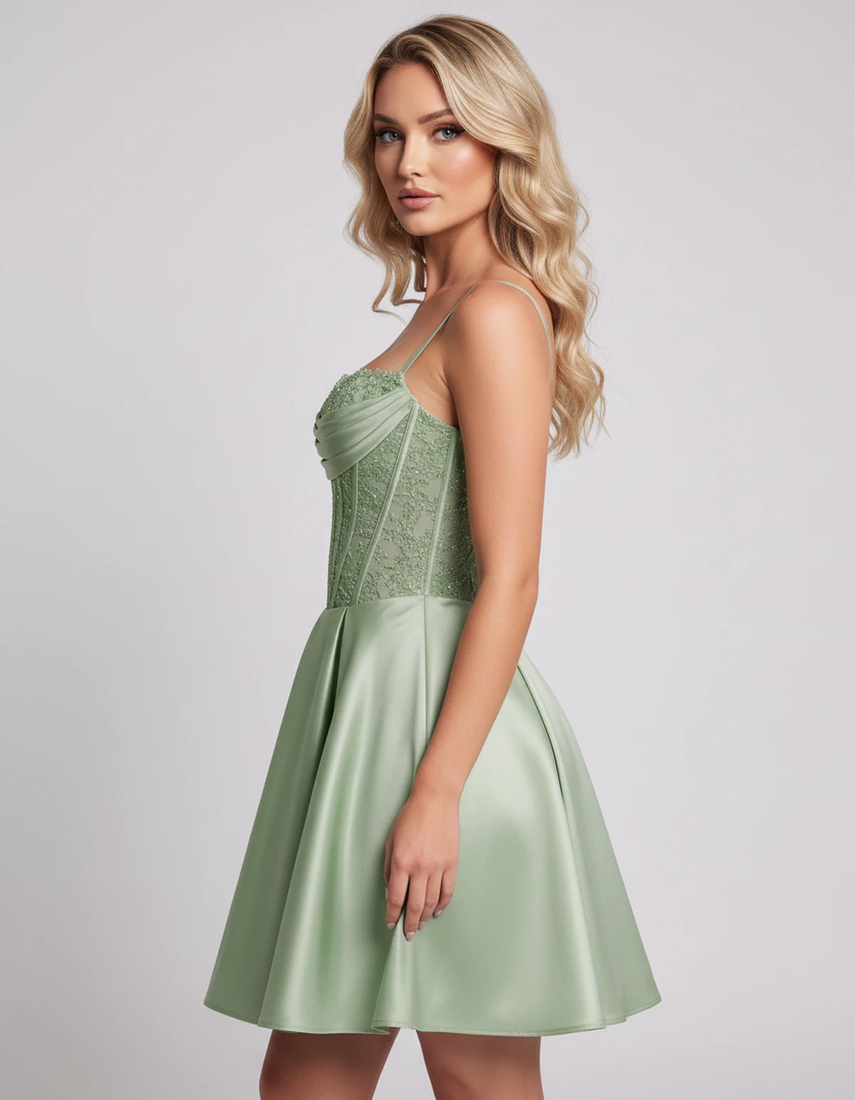 Helvia Mini Dresses — Sage Green | SKU: RB-91f4af-sagegr01-2,RB-91f4af-sagegr01-4,RB-91f4af-sagegr01-6,RB-91f4af-sagegr01-8,RB-91f4af-sagegr01-10,RB-91f4af-sagegr01-12,RB-91f4af-sagegr01-14,RB-91f4af-sagegr01-0,RB-91f4af-sagegr01-16,RB-91f4af-sagegr01-16W,RB-91f4af-sagegr01-18W,RB-91f4af-sagegr01-20W