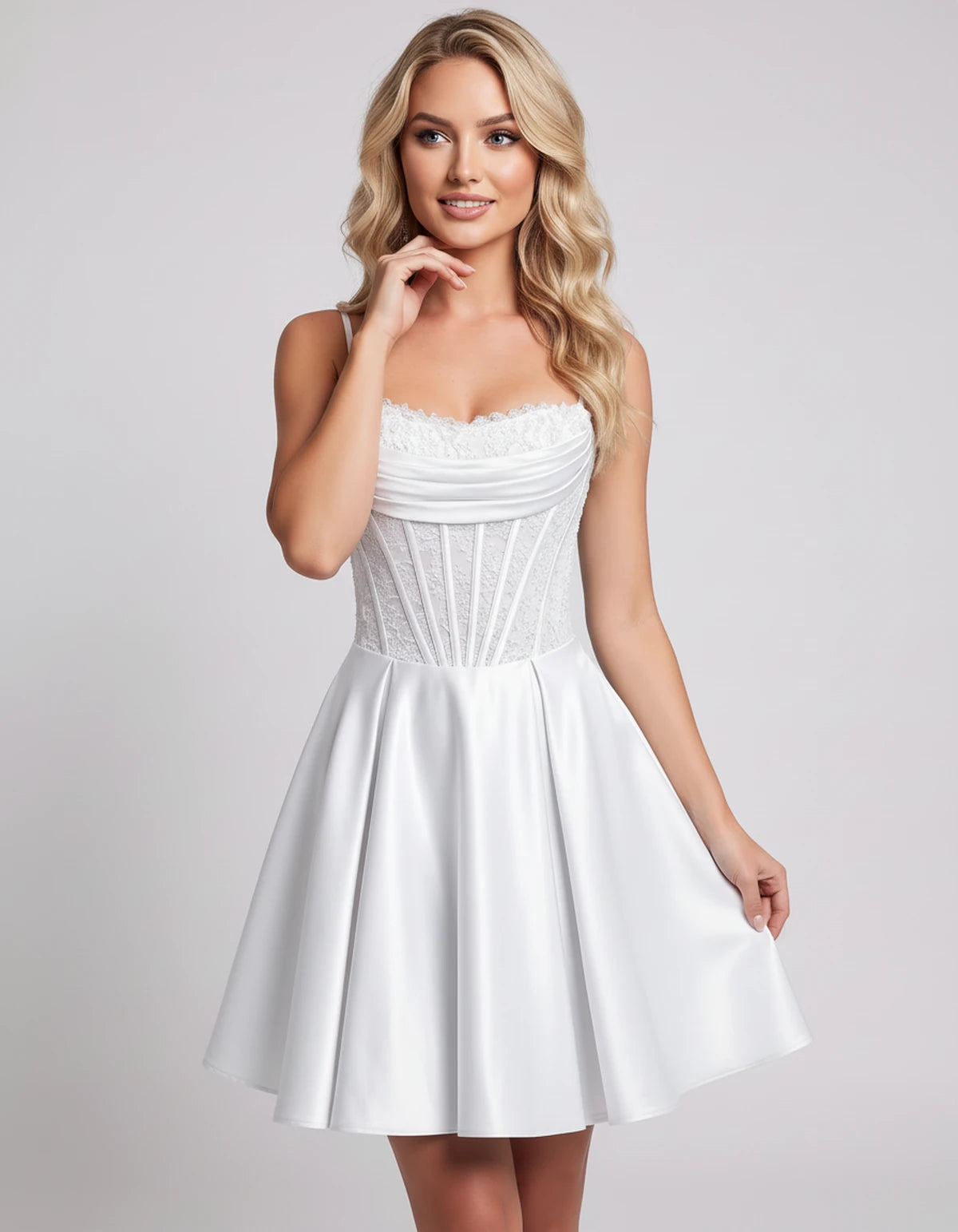 Helvia Mini Dresses — White | SKU: RB-91f4af-white-2,RB-91f4af-white-4,RB-91f4af-white-6,RB-91f4af-white-8,RB-91f4af-white-10,RB-91f4af-white-12,RB-91f4af-white-14,RB-91f4af-white-0,RB-91f4af-white-16,RB-91f4af-white-16W,RB-91f4af-white-18W,RB-91f4af-white-20W