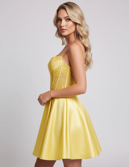 Helvia Mini Dresses — Yellow | SKU: RB-91f4af-yellow-2,RB-91f4af-yellow-4,RB-91f4af-yellow-6,RB-91f4af-yellow-8,RB-91f4af-yellow-10,RB-91f4af-yellow-12,RB-91f4af-yellow-14,RB-91f4af-yellow-0,RB-91f4af-yellow-16,RB-91f4af-yellow-16W,RB-91f4af-yellow-18W,RB-91f4af-yellow-20W