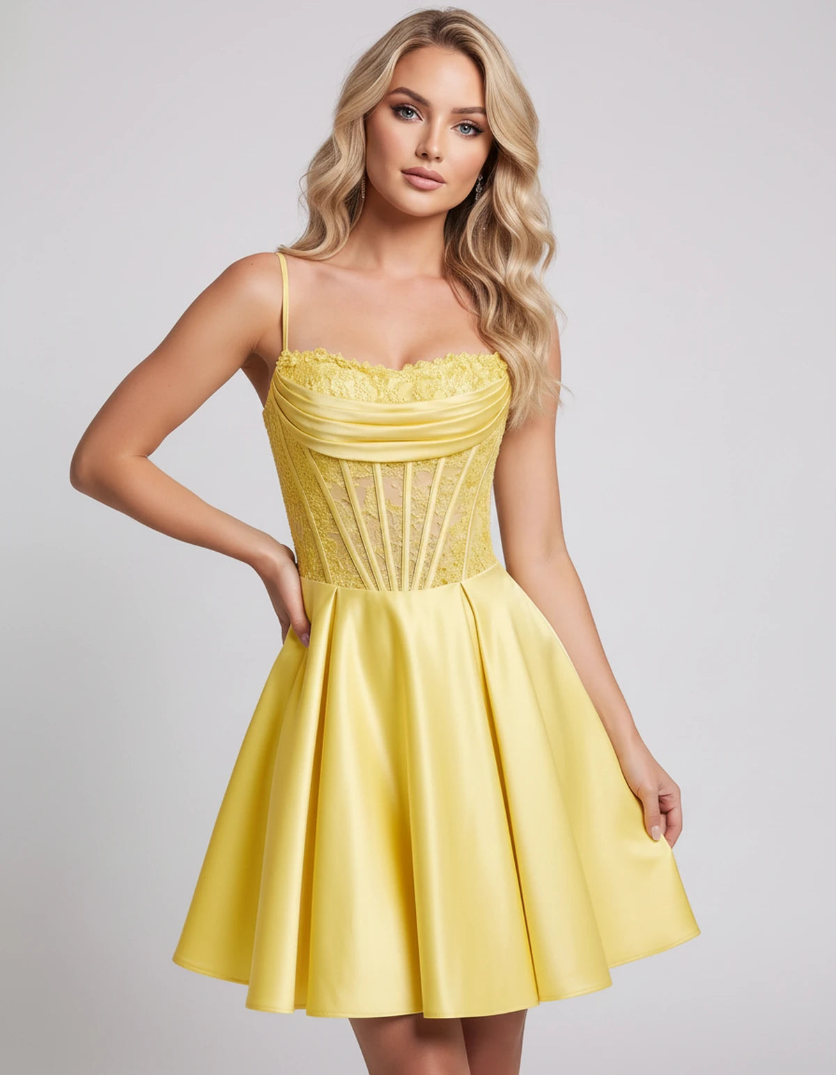 Helvia Mini Dresses — Yellow | SKU: RB-91f4af-yellow-2,RB-91f4af-yellow-4,RB-91f4af-yellow-6,RB-91f4af-yellow-8,RB-91f4af-yellow-10,RB-91f4af-yellow-12,RB-91f4af-yellow-14,RB-91f4af-yellow-0,RB-91f4af-yellow-16,RB-91f4af-yellow-16W,RB-91f4af-yellow-18W,RB-91f4af-yellow-20W
