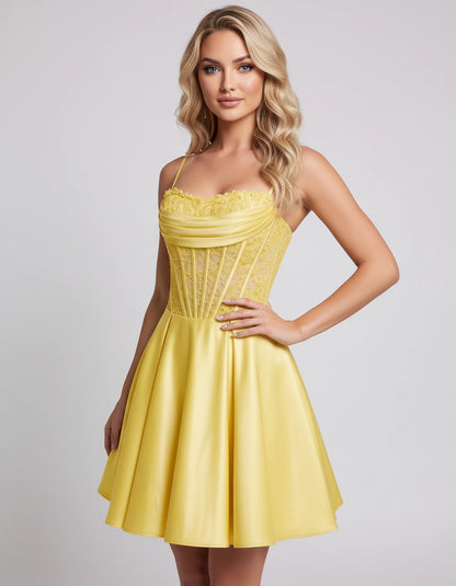 Helvia Mini Dresses — Yellow | SKU: RB-91f4af-yellow-2,RB-91f4af-yellow-4,RB-91f4af-yellow-6,RB-91f4af-yellow-8,RB-91f4af-yellow-10,RB-91f4af-yellow-12,RB-91f4af-yellow-14,RB-91f4af-yellow-0,RB-91f4af-yellow-16,RB-91f4af-yellow-16W,RB-91f4af-yellow-18W,RB-91f4af-yellow-20W