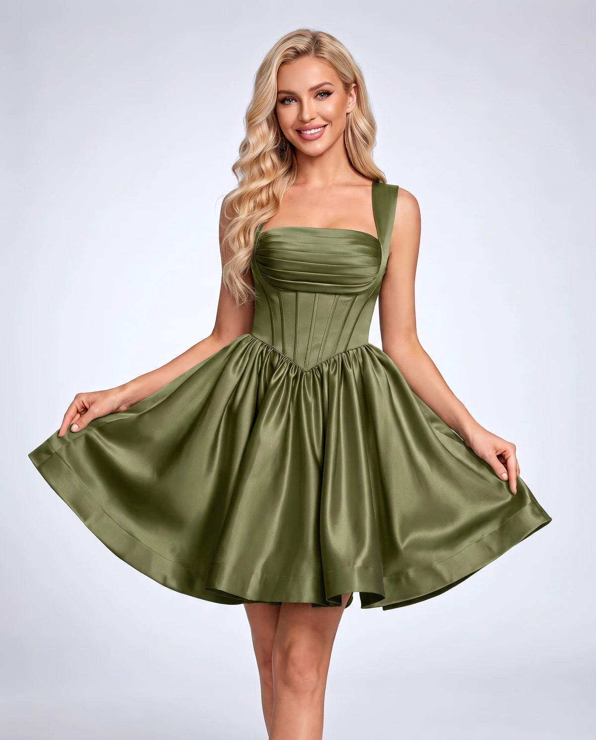 Hermione Mini Dresses — Dusty Sage