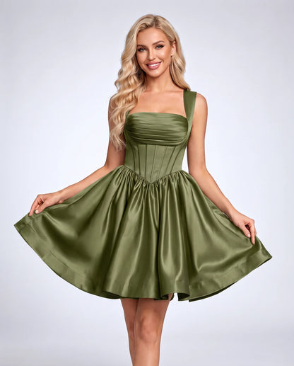 Hermione Mini Dresses — Dusty Sage
