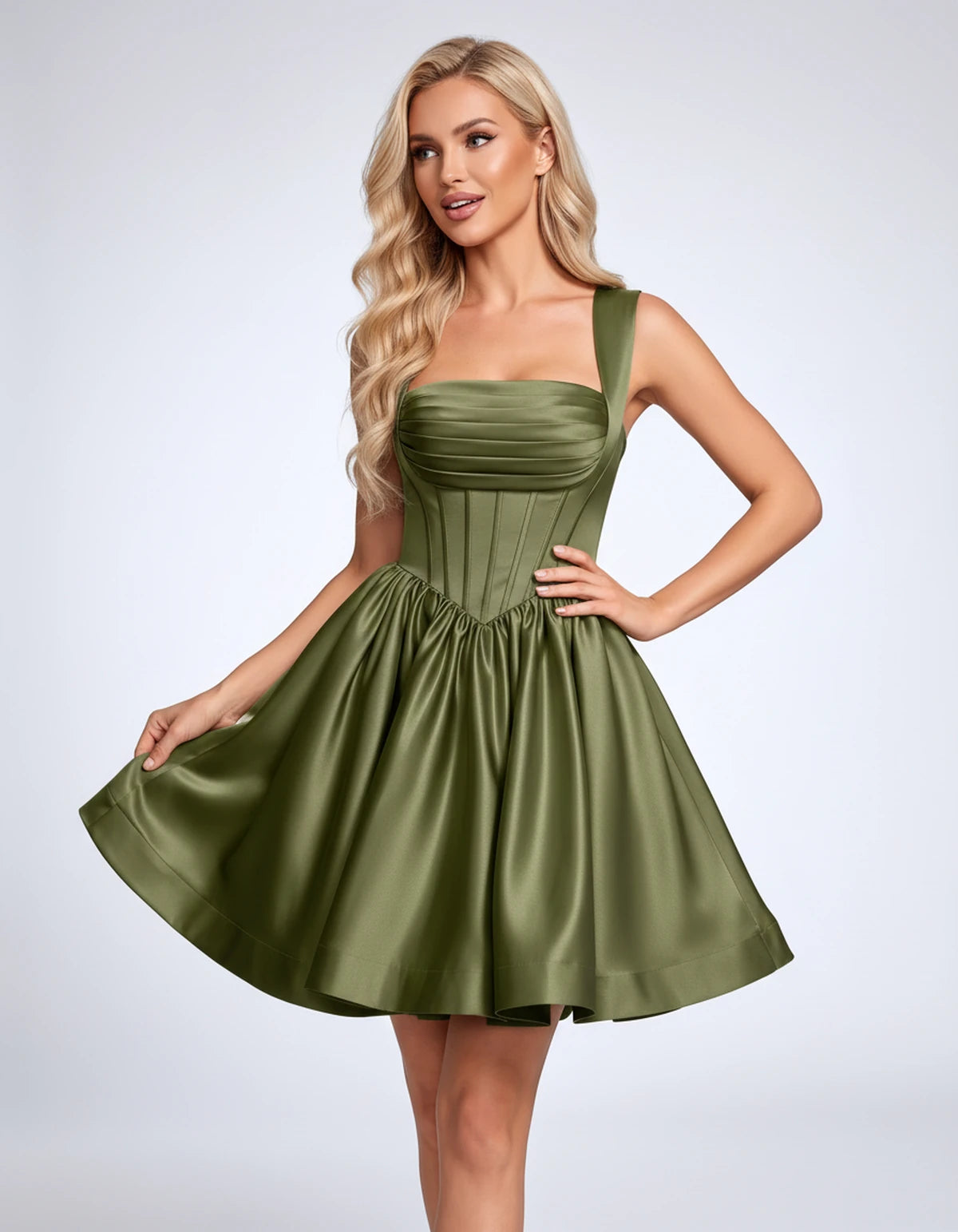 Hermione Mini Dresses — Dusty Sage | SKU: RB-a38908-dustys97-2,RB-a38908-dustys97-4,RB-a38908-dustys97-6,RB-a38908-dustys97-8,RB-a38908-dustys97-10,RB-a38908-dustys97-12,RB-a38908-dustys97-14,RB-a38908-dustys97-16,RB-a38908-dustys97-16W,RB-a38908-dustys97-18W,RB-a38908-dustys97-20W,RB-a38908-dustys97-22W