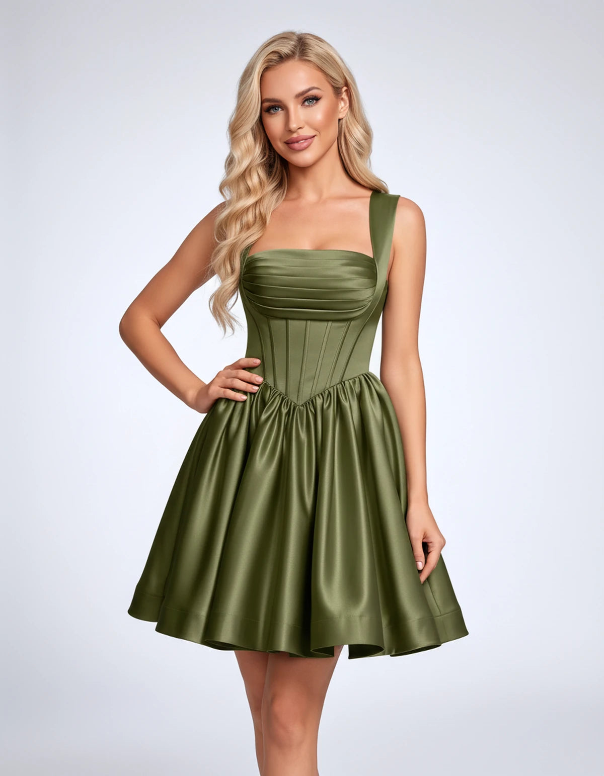 Hermione Mini Dresses — Dusty Sage | SKU: RB-a38908-dustys97-2,RB-a38908-dustys97-4,RB-a38908-dustys97-6,RB-a38908-dustys97-8,RB-a38908-dustys97-10,RB-a38908-dustys97-12,RB-a38908-dustys97-14,RB-a38908-dustys97-16,RB-a38908-dustys97-16W,RB-a38908-dustys97-18W,RB-a38908-dustys97-20W,RB-a38908-dustys97-22W