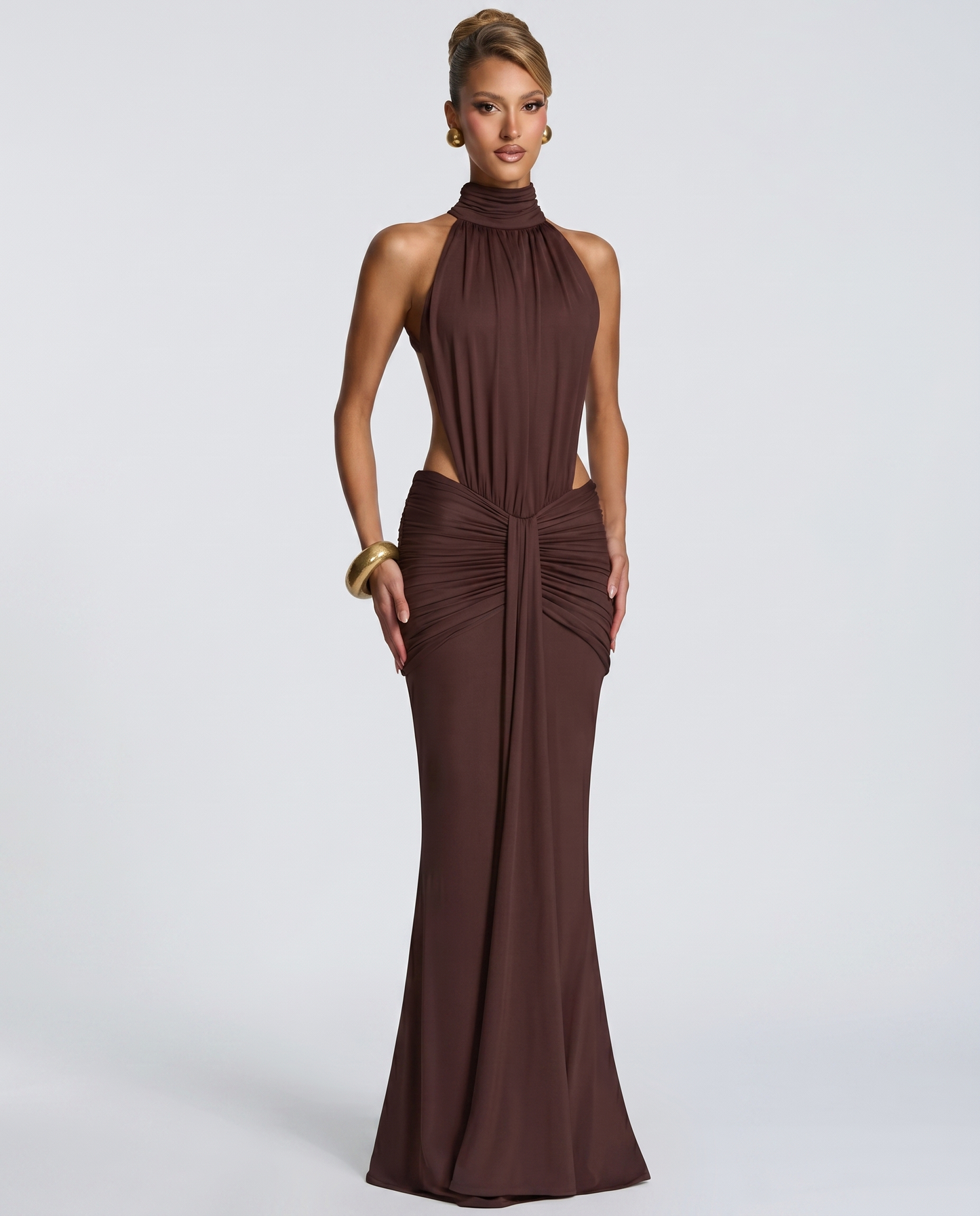 Veloura Maxi Dress — brown,red,lilac,navy dress by RAMBLION