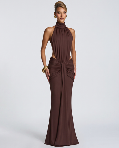 Veloura Maxi Dress — brown,red,lilac,navy dress by RAMBLION