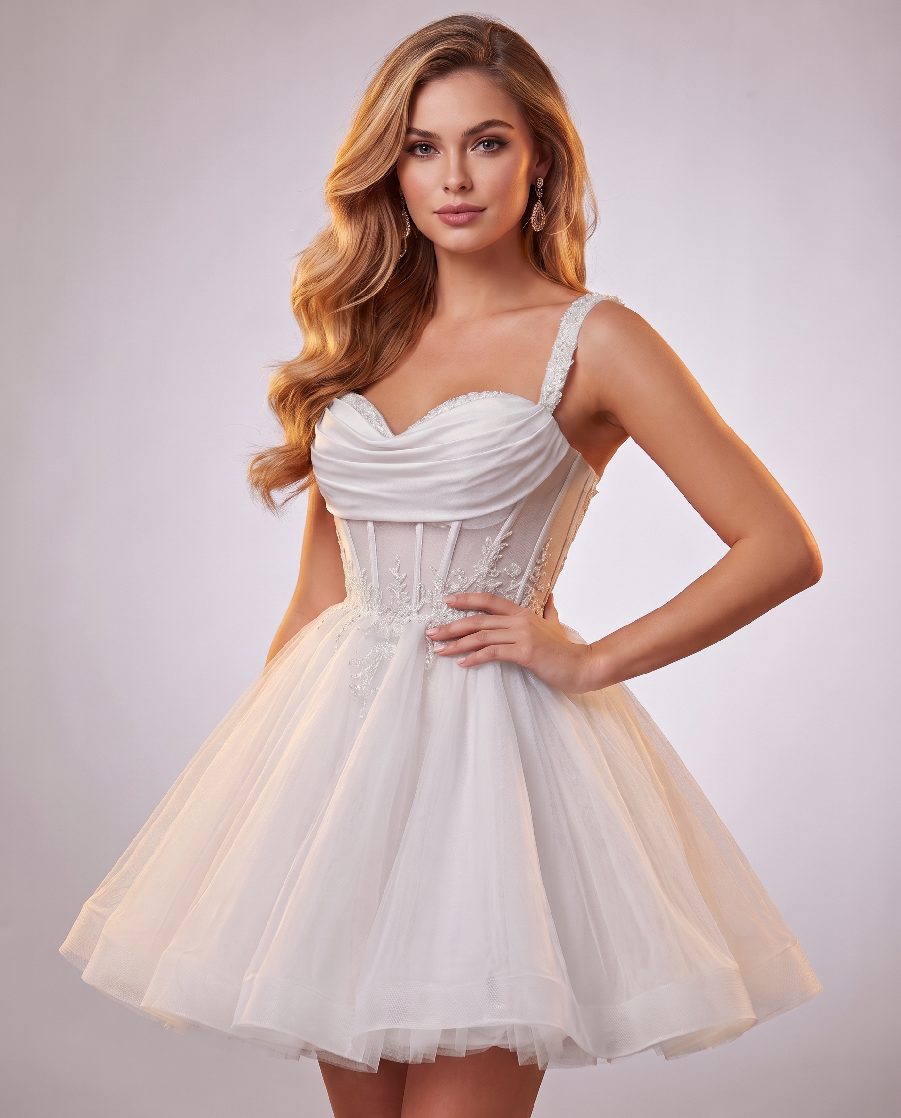 Soft Tulle Sleeveless Sweetheart A-Line Mini Dress with Floral Appliqués for Party, Cocktail, Evening, Summer & Wedding Guest