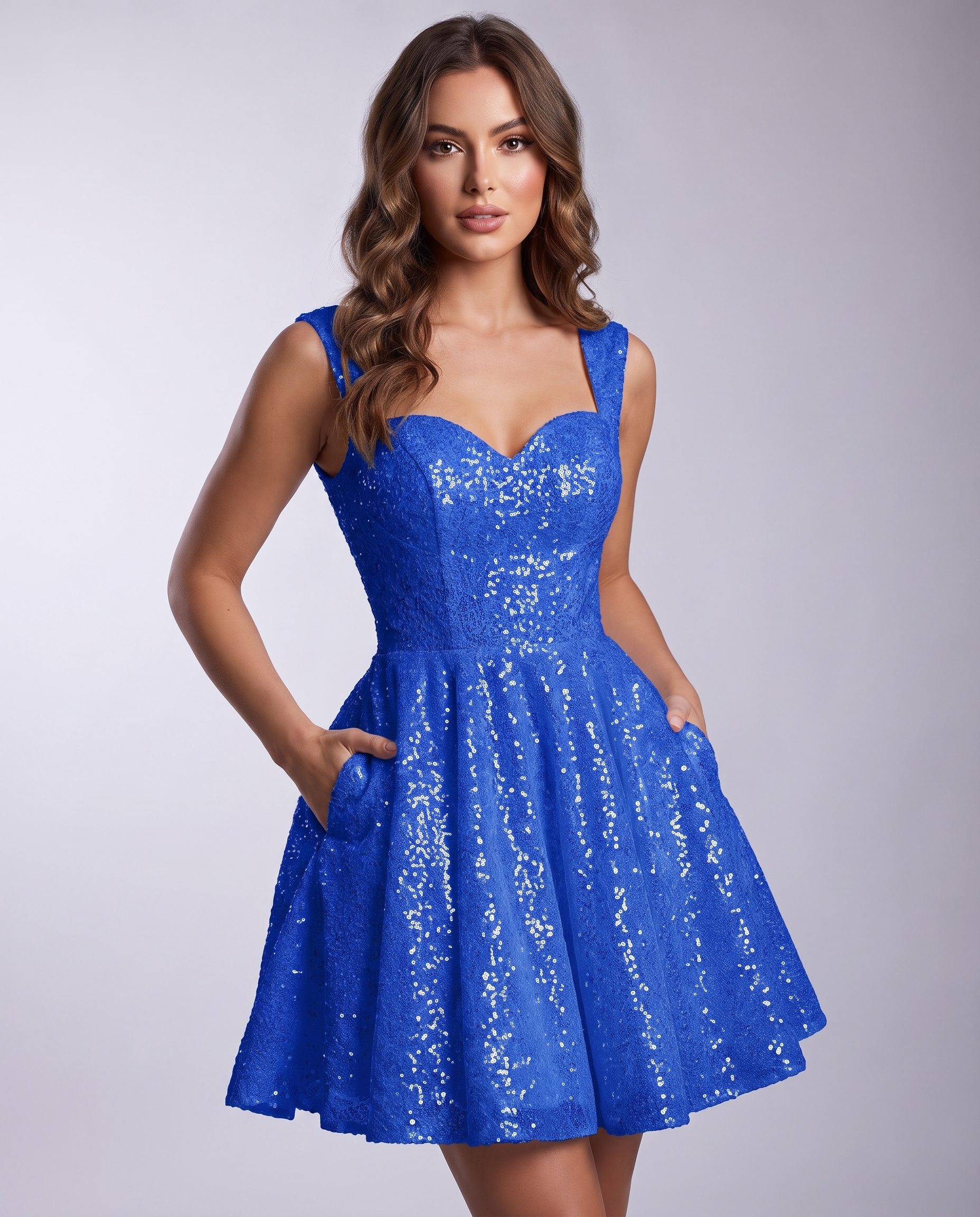 Sequined Tulle Sleeveless Sweetheart A-Line Mini Dress for Party, Cocktail, Prom, Evening, Summer & Wedding Guest Occasions i